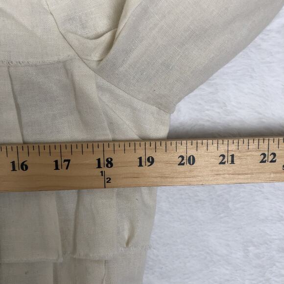 NWT ANN TAYLOR LOFT Linen Cotton Cropped Ruffle Open Jacket Sz 8 Ivory Raw Edge - Picture 8 of 10